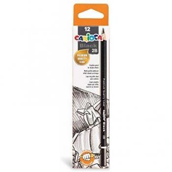 CARIOCA BLACK PENCIL | 42931 - Lápices de Grafito Triangulares, 2B, 12 Unidades