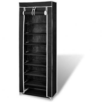 vidaXL Fabric Shoe Cabinet with Cover 162 x 57 x 29 cm Black