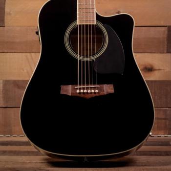 Ibanez PF15ECE BK Dreadnought Acoustic Electric Guitar, Black High Gloss