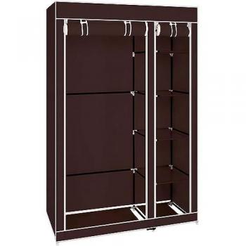 Armario Vestidor de Tela Marrón Nyana Home 170x110x45cm, 2 Puertas, 5 Huecos, 1 Perchero