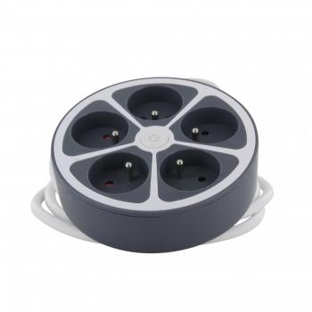 Regleta de Enchufes 5 Tomas con Interruptor 16A 250V Máx 3680W y Cable de 1,5 m Color Gris