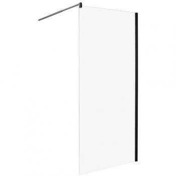 Mampara de ducha de vidrio templado sin puerta negra 90 x 190 cm Ahaus