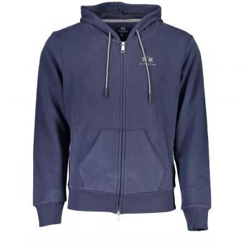 La Martina Elegant Blue Hooded Zip-Up Sweatshirt - XL