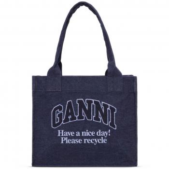 Ganni Women's Denim Large Tote Bag in Blue | Size UNI | A6168