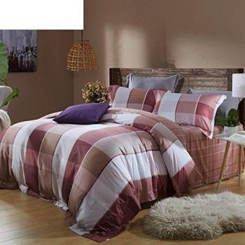 400TC Simple Plaid Planta y flor Juegos de fundas para la cama