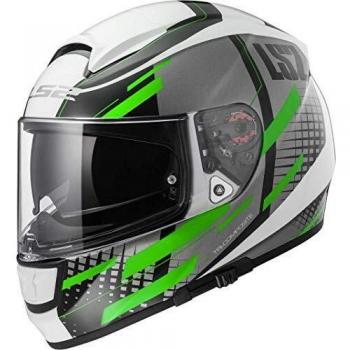 LS2 Casco Moto FF397 vector FT2 Bit, blanco/Titanium Green, XXL