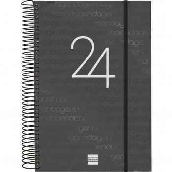 Finocam Agenda Anual 2024 E11 DP Negro Espiral Diaria 165x242 mm