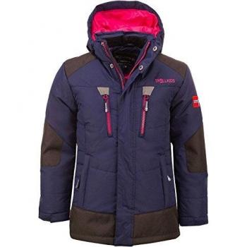 Trollkids Parka Infantil de Invierno con Forro Polar y Chaqueta de Esquí Narvik, Color Azul Marino/Magenta Talla 5 años