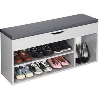 RICOO Banco Zapatero con Asiento 104 x 49 x 30 cm Mueble recibidor Gris – Organizador Zapatos WM034-PL-A
