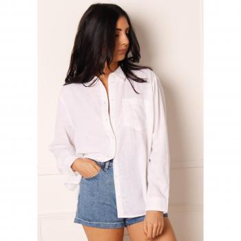 Camisa Oversized de Lino Blanca ONLTOKYO para Mujer - Talla S