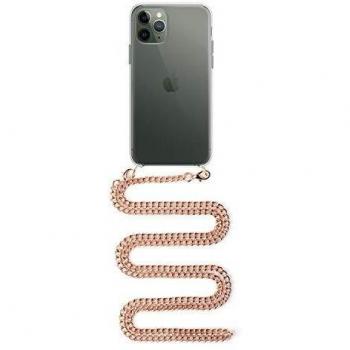 DAM.Carcasa Transparente iPhone 11 Pro con Colgante Cadena metálica. Accesorio de Moda, Ajuste máxima protección. Unica.14,8x0,9x7,3 cm. Color: Transparente Oro Rosa.