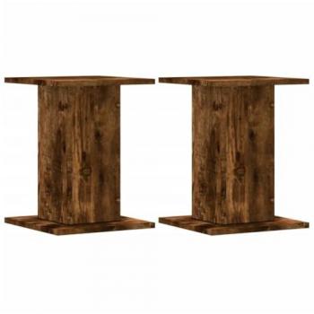 vidaXL 2-Piece Speaker Stands Smoked Oak Engineered Wood 30x30x40 cm