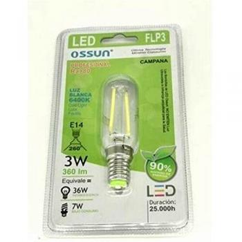 Ossun 218184 Bombilla Led T25 E14 Campana 3W 6400K, Multicolor