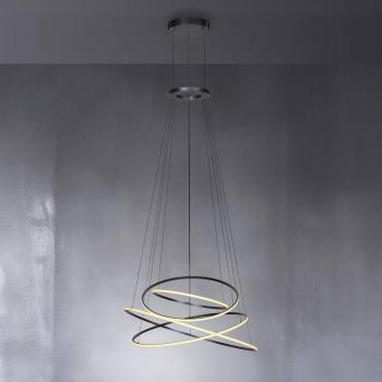 Lámpara colgante LED PURE E-Flying Rings, gris, Ø 110 cm, CCT