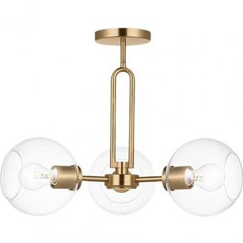 Lámpara de Techo Cristal Metal Bolas Dorado 56x56x36