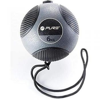 pure2improve p2i110090 balón de ejercicio con cuerda Unisex, gris oscuro/negro, 6 kg