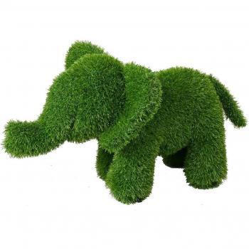 Figura decorativa de polipropileno con césped artificial en forma de elefante, dimensiones 30 x 60 x 40 cm