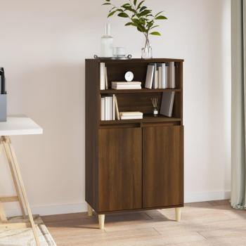 Aparador alto de madera contrachapada marrón roble 60x36x110 cm, mueble de almacenaje para salón, buffet y armario auxiliar