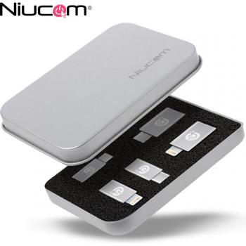 Kit de Adaptadores Niucom Niubox: USB Tipo C a Lightning, Micro USB y USB 3.0 OTG en Estuche Portátil de Aluminio