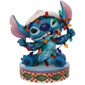 Figura Decorativa Disney Traditions Stitch con Luces Navideñas - Colección Enesco 4.5 pulgadas