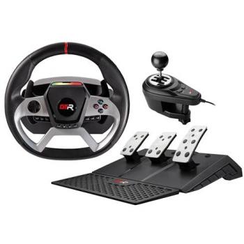 Volante de Carreras Indeca Powerdrive 2 GTR Force Feedback con Palanca de Cambios y Pedales para PS4, Xbox One y PC