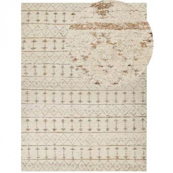 Alfombra Moderna Beige 300 x 400 cm Rectangular de Algodón y Cáñamo Tejida a Mano Reversible de Pelo Bajo