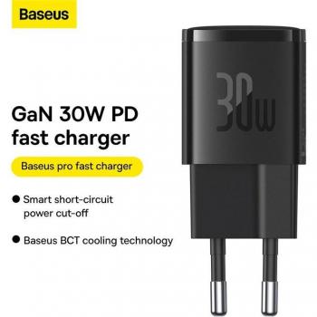 Baseus Cube Pro - Cargador rápido GaN de 30W con tecnología PD3.1 QC3.0 PPS para iPhone 15 14 13
