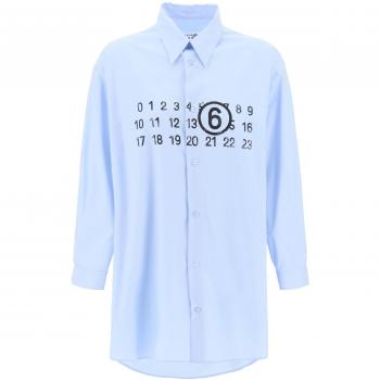 Mm6 Maison Margiela Shirt Dress with Numeric Logo - L Blue