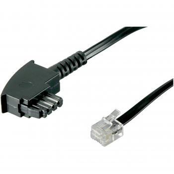 Cable de conexión TAE-F 10m, 4 polos, negro, para telefonía y redes (Goobay 50940)