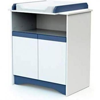 Cambiador de Bebé Cotillon Blanco y Azul con 2 Puertas y 1 Niche - 79x94x66cm