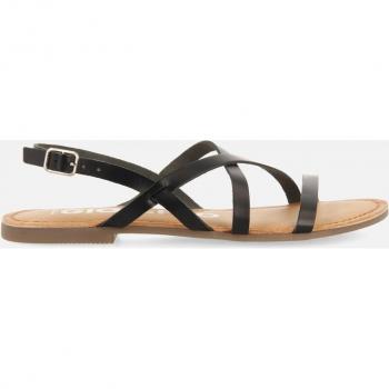 Sandalias planas de piel con tiras y cierre ajustable para mujer