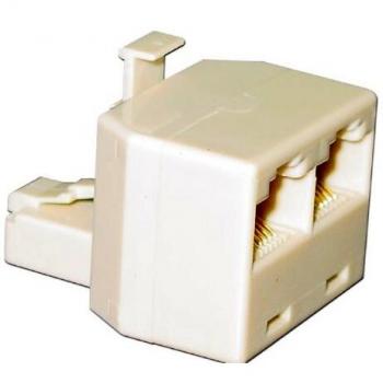 MCL RJ45-F/M/F adaptador de cable RJ45 Male 2x RJ45 Female Blanco - Adaptador para cable