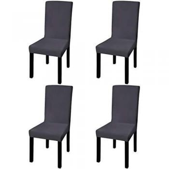 vidaXL 4X Fundas Elástica para Silla Recta Gris Antracita Cubierta Protectora