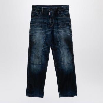 Dsquared2 Men's Slim-Fit Loose-Fit Navy Jeans in Washed Denim, Blue, Size 50 (L)