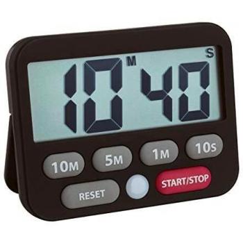 TFA Dostmann Temporizador Digital y cronómetro, 38.2038.01, Tiempo de hasta 99 Minutos 50 Segundos, Alarma Extra Fuerte, Hora fácil y rápida, Color Negro.