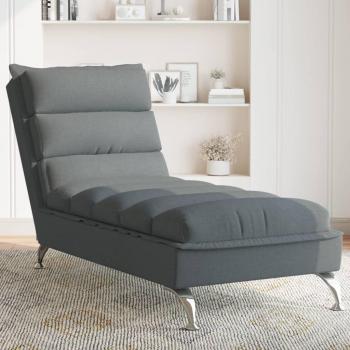 Chaise Longue Sofá Diván con Cojines de Tela Gris Oscuro