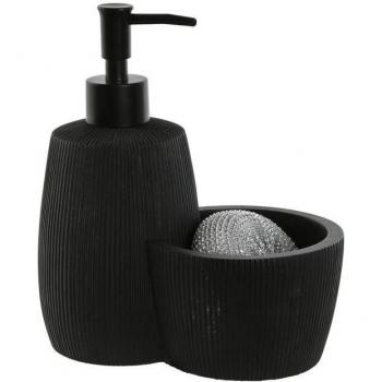 Dispensador de Jabón Home ESPRIT Negro Resina ABS 15 x 8,7 x 18,5 cm