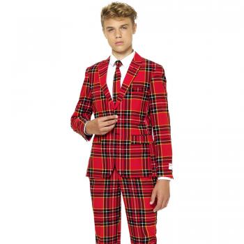 OppoSuits Teen Boys Lumberjack Christmas Suit - Red Jacket, Pants & Tie (Ages 10-16)