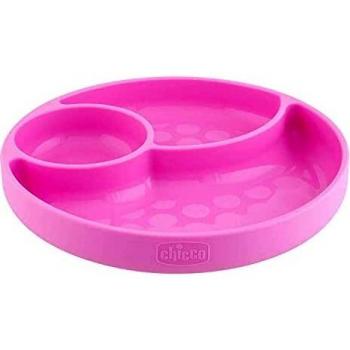 Chicco - Plato con ventosa de silicona para bebés, flexible y resistente, compatible con lavavajillas y microondas, a partir de 12 meses, color rosa