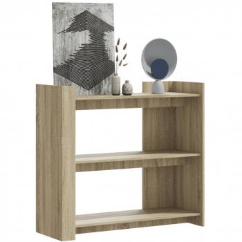 Mesa consola de madera de ingeniería 100x35x90 cm en colores Blanco, Negro y Roble Sonoma - Mesa de sofá, Mesa de Entrada para Salón, Consola de Entrada, Mueble Recibidor, Mesita Auxiliar