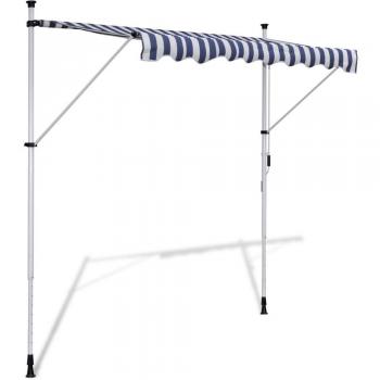 vidaXL Toldo retráctil manual color blanco y azúl, 250 cm