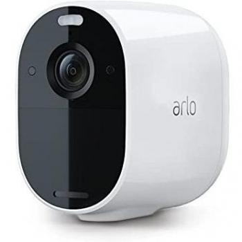 Arlo Essential Spotlight, Cámara de vigilancia exterior WiFi 1080p, detector de movimiento, visión nocturna en color, audio bidireccional, con una prueba gratuita de 90 días de Arlo Secure, Blanco