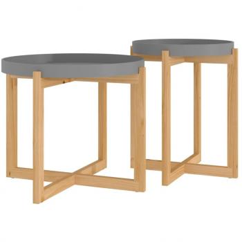 Grey Pine Wood Coffee Tables Set of 2