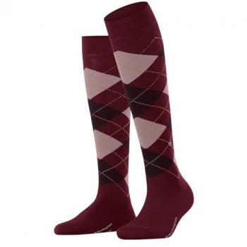 Burlington Marylebone Women's Knee-High Argyle Wool Socks (Red)