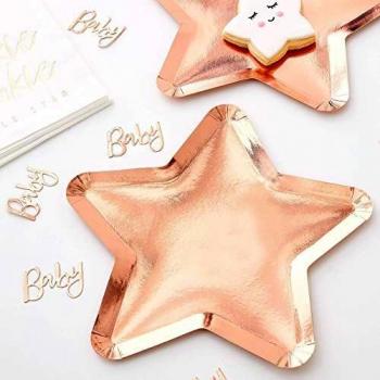 Ginger Ray TW-807 Twinkle - Platos de papel, diseño de estrella, color dorado rosa