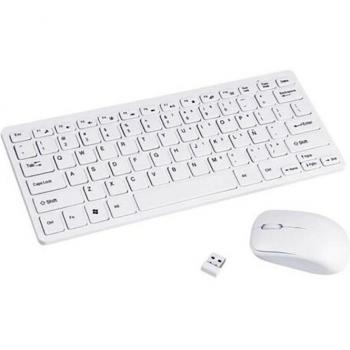 Teclado y Ratón Inalámbricos Mini en Español Ñ para Ordenador PC + Funda de Silicona