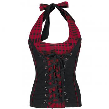 Fashion Victim Corded Chest Top Mujer negro/rojo S
