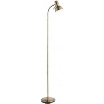 Bandeja de acero Amalfi lámpara de pie LED 1 luz latón envejecido, pintura blanca brillante, GU10