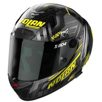 Nolan Casco Integral X-804 RS Ultra Carbon Amarillo-Gris, con diseño aerodinámico, sistema de ventilación eficiente, interior desmontable y lavable, pantalla anti-rayaduras y tratamiento antivaho, homologado según normativa E