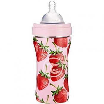 Twistshake - Twistshake Biberón Anticólico Acero 330Ml Strawberry
